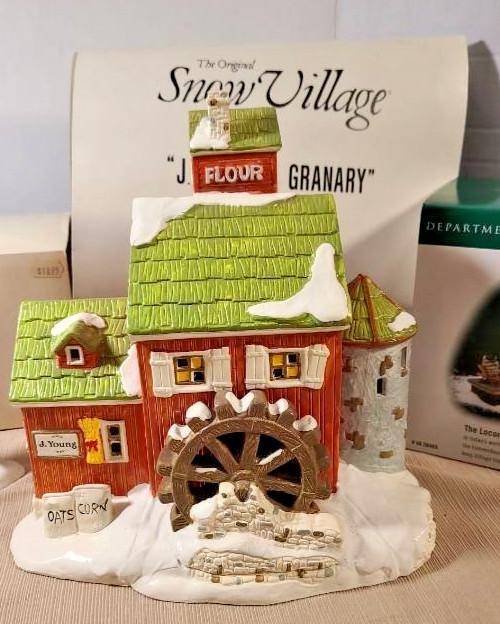 Department 56 Original Snow Village 1989 J. YOUNG'S GRANARY #51497 Retired w/Box Department 56 Original Snow Village 1989 J. YOUNG'S GRANARY #51497 Retired w/Box