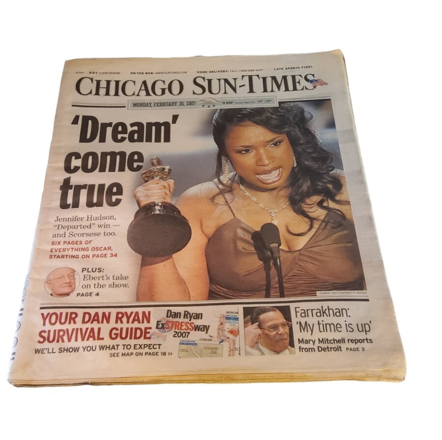 VTG FEB 2007 Chicago Sun-Times Newspaper Jennifer Hudson Oscars DREAM COME TRUE 