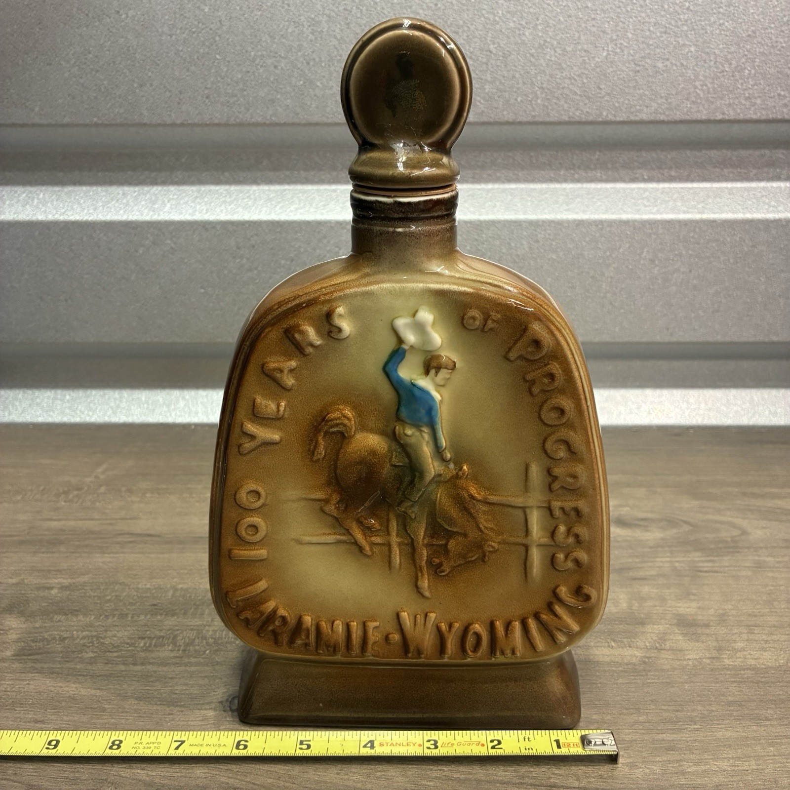 Jim Beam Centennial Jubilee Laramie Wyoming Whiskey Decanter 1968 Vintage West
