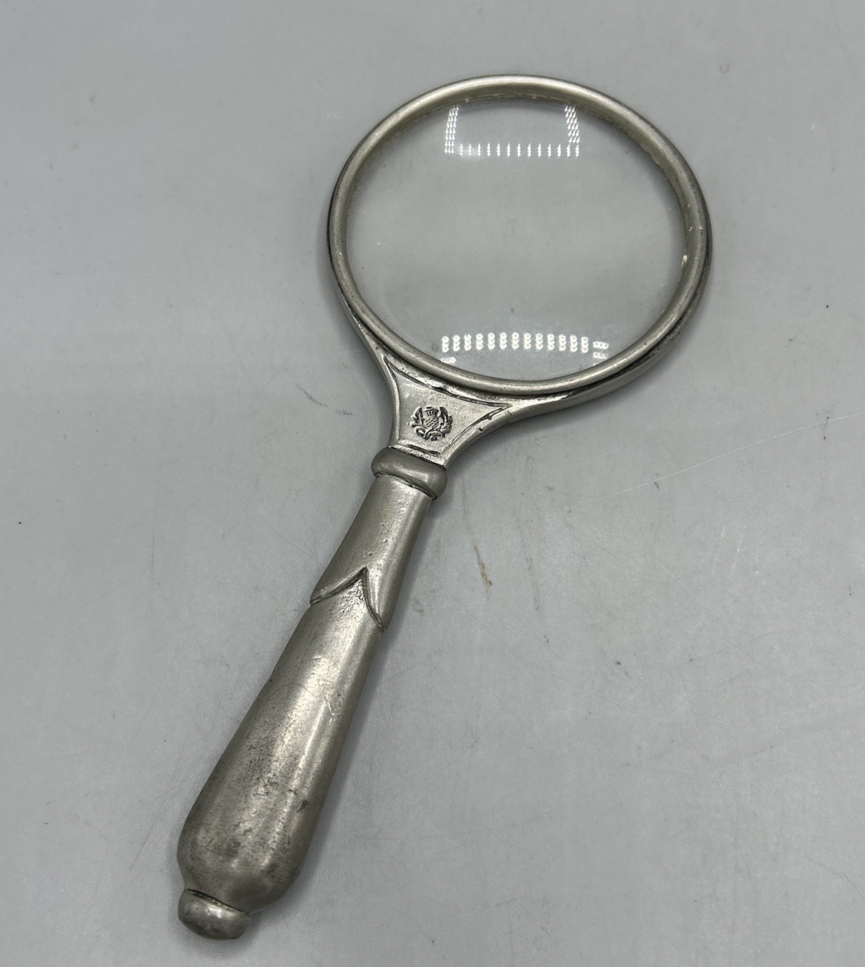 Vintage MATCH Pewter Magnifying Glass Handmade In Italy 6 34 In Long G2U