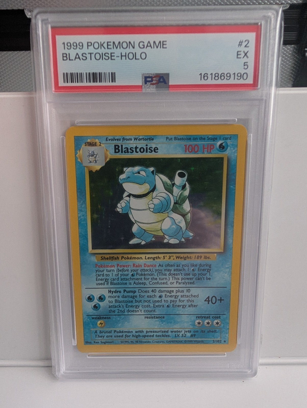 1999 Pokemon Base Set Blastoise Holo 2/102 PSA 5 EX WOTC Vintage Graded Card