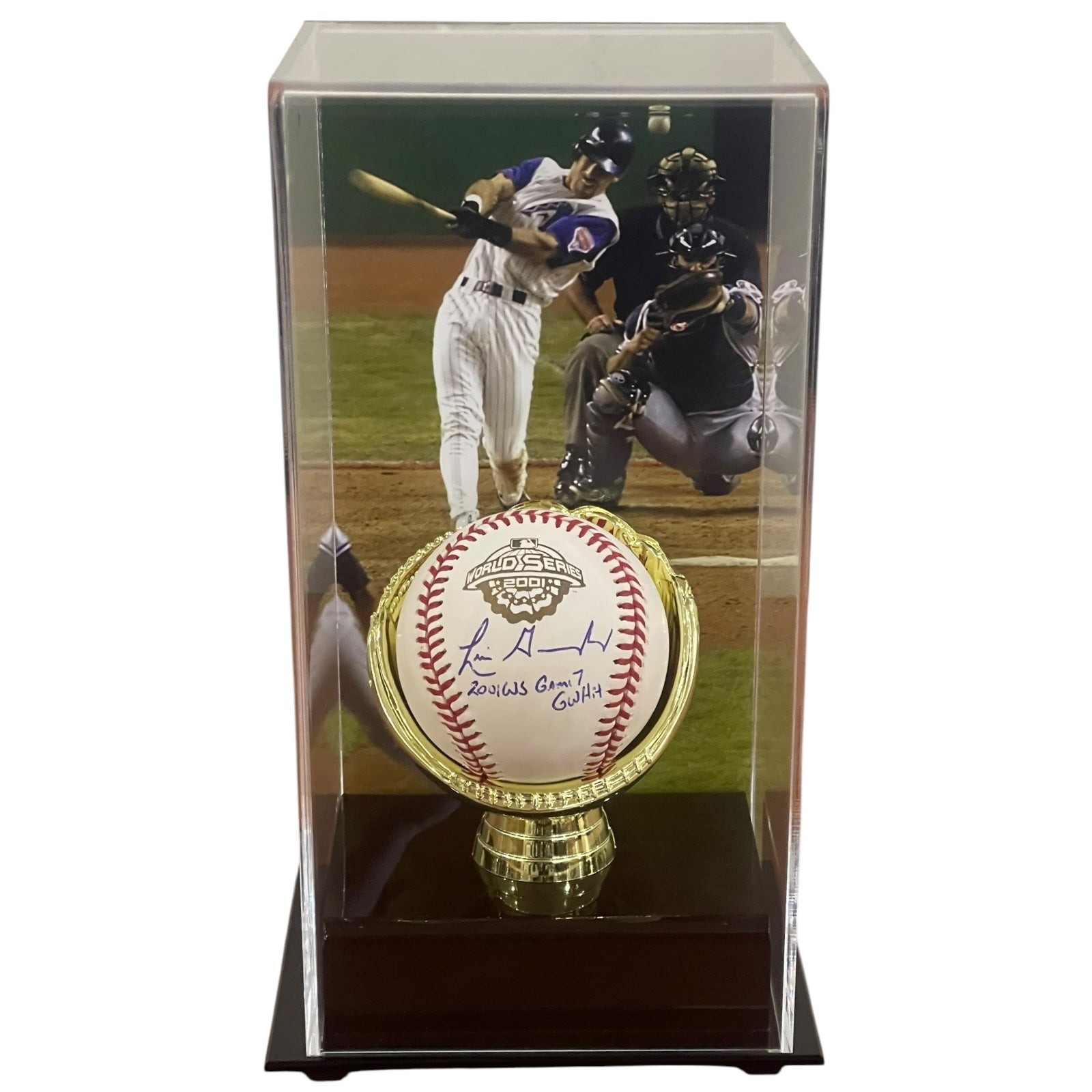 Luis Gonzalez Autographed 2001 World Series Logo Baseball w/ Inscription in Delu Luis Gonzalez Autographed 2001 World Series Logo Baseball w/ Inscription in Delu