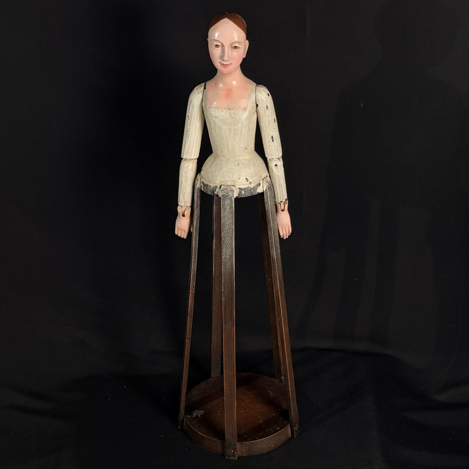 Antique Vintage Carved Wood Santos Cage Doll Figure Articulated 28.5