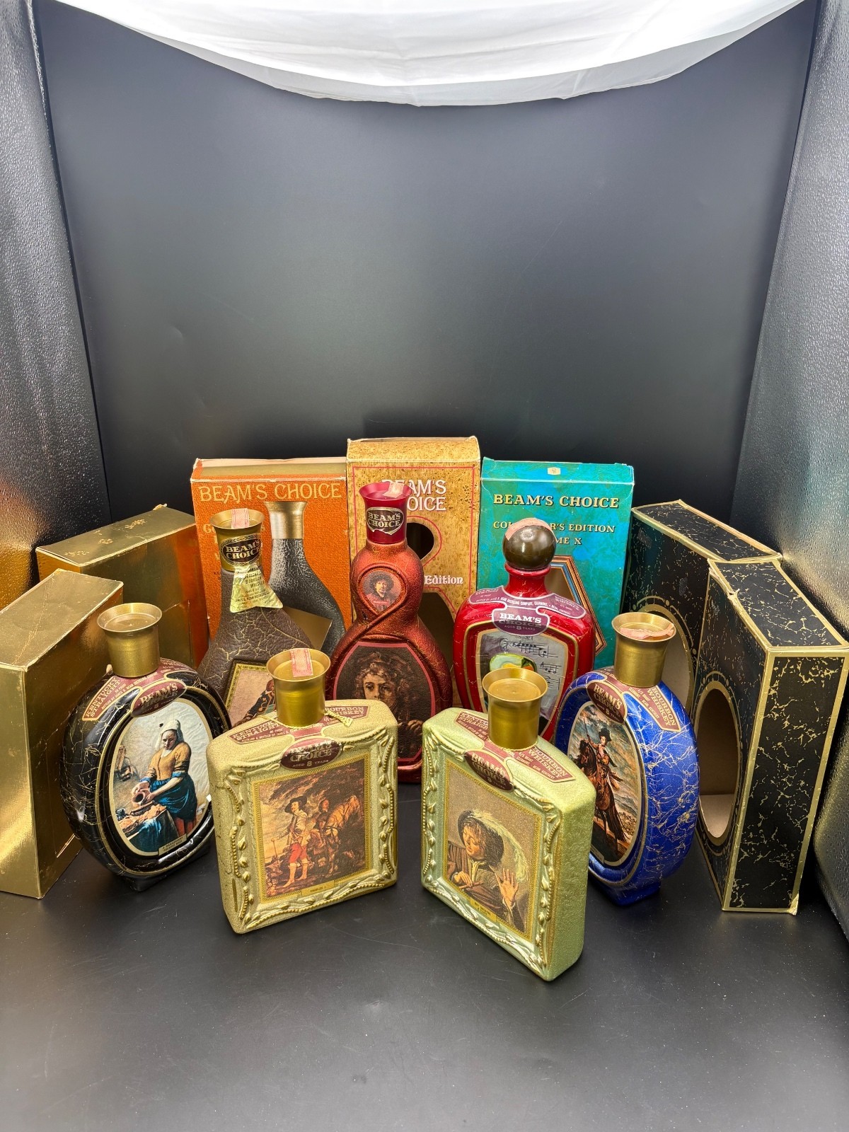 Vintage Jim Beam\'s Choice Art Decanters Lot of 7 With Boxes Vintage Jim Beam\'s Choice Art Decanters Lot of 7 With Boxes