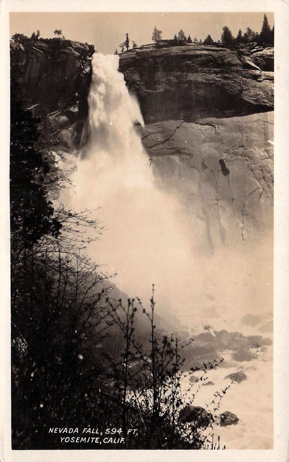 RPPC Nevada Fall Yosemite Valley Park CA California Photo Postcard F44
