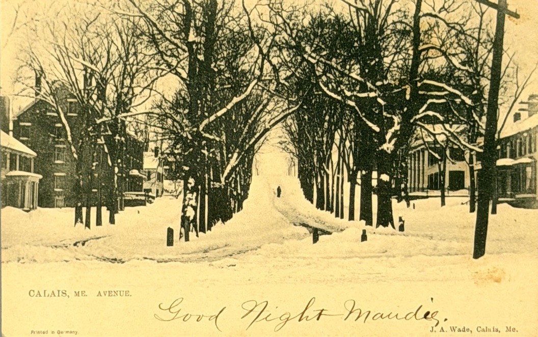 Calais Maine Postcard Avenue View Winter Snow c1905 Raphael Tuck Unposted