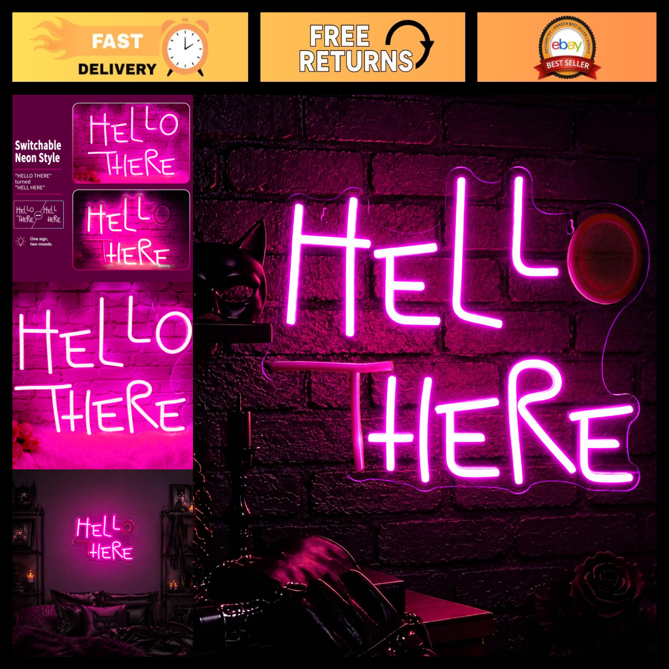 Dimmable Catwoman Neon Sign - Hello There/Hell Here LED Light Decor