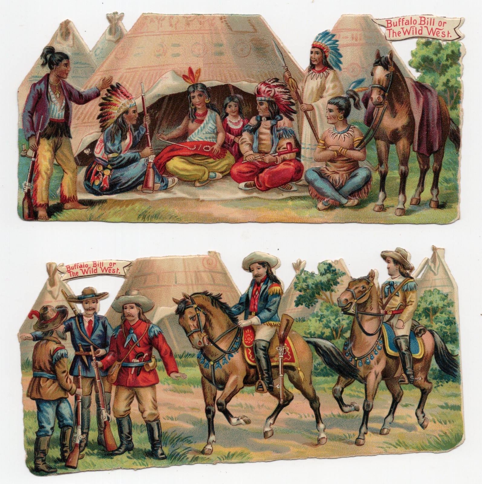 BUFFALO BILL OR THE WILD WEST die cut paper scraps, Victorian-5