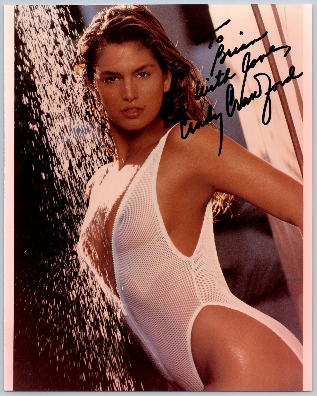 Cindy Crawford Autographed Photo Supermodel Swimsuit Hand Signed
