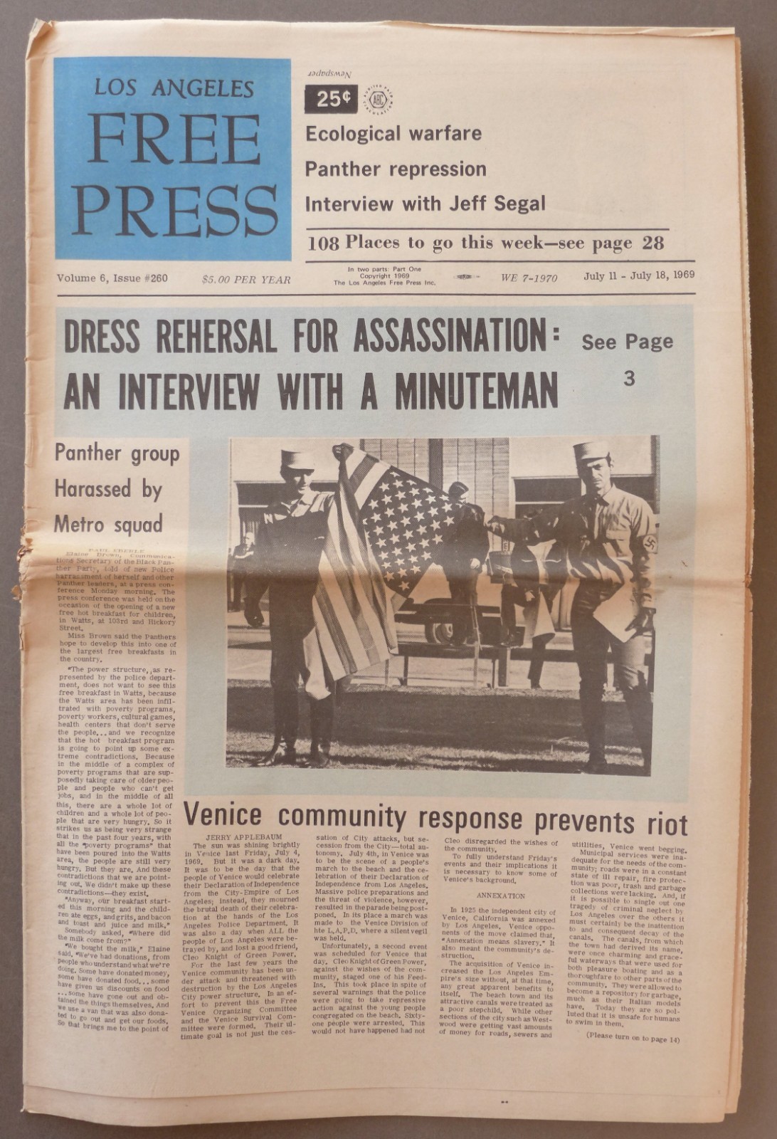 L.A.  FREE PRESS July 11-18, 1969 - John & Yoko - Concert Ads  Counter-Culture