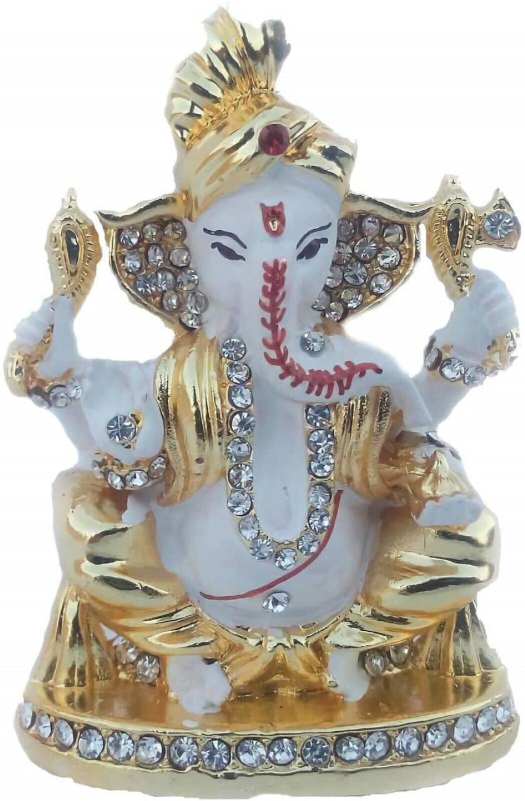 Indian Traditional  Brass Lord Ganesha  Idol For Car Dashboard & Festival Pujan