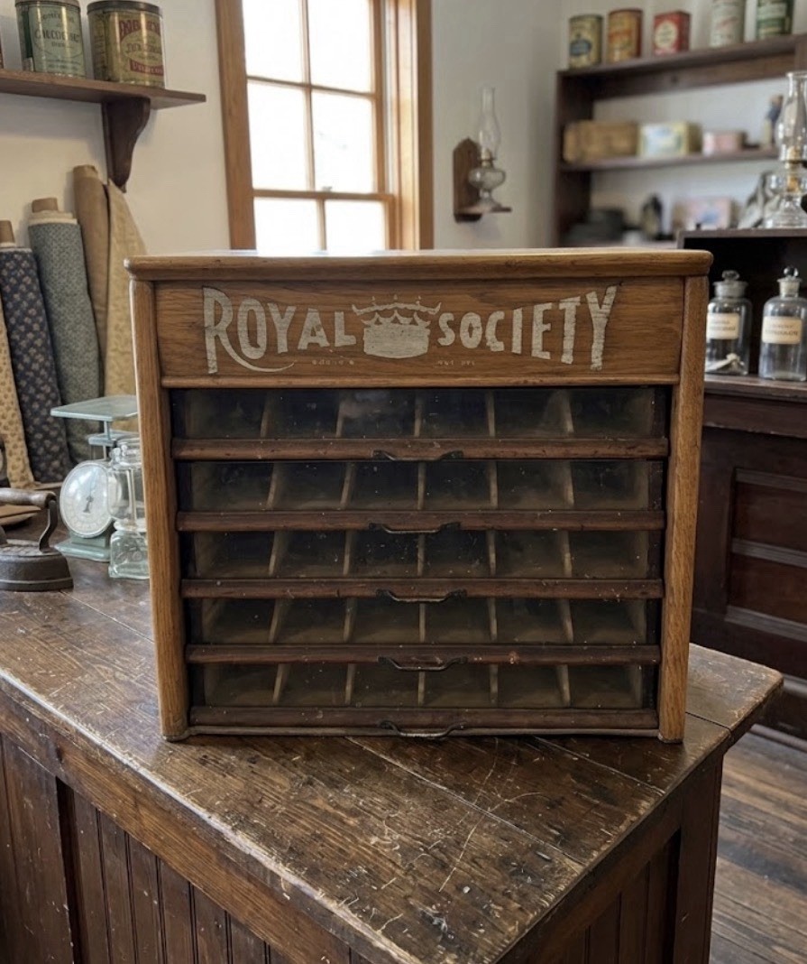 Vintage Royal Society Oak Embroidery Floss Thread Spool Cabinet 5 Drawer