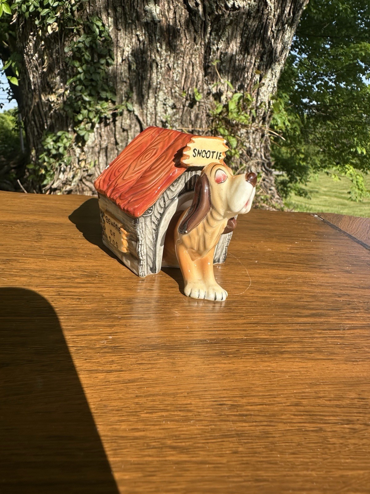 Vintage 1950s Unbranded Snootie Dog and Dog house salt and pepper shakers Vintage 1950s Unbranded Snootie Dog and Dog house salt and pepper shakers