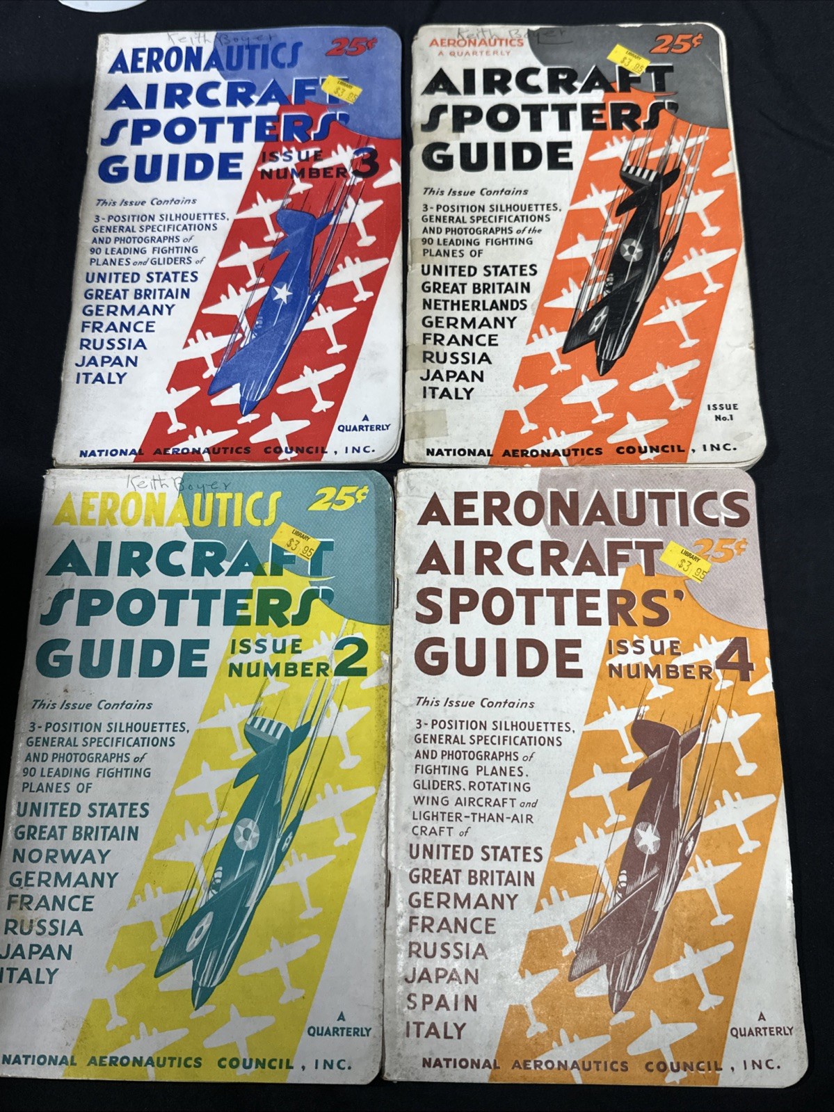 Vintage Set of 4 Aeronautics Aircraft Spotters' Guides WWII Era 1942-44