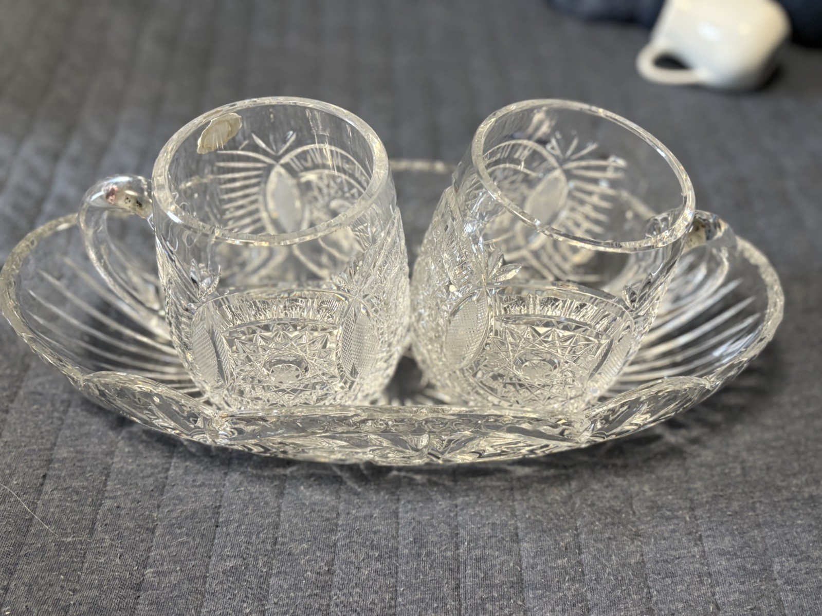 RARE Set of 2 Vintage Echt Bleikristall German Lead Crystal Glasses and Bowl