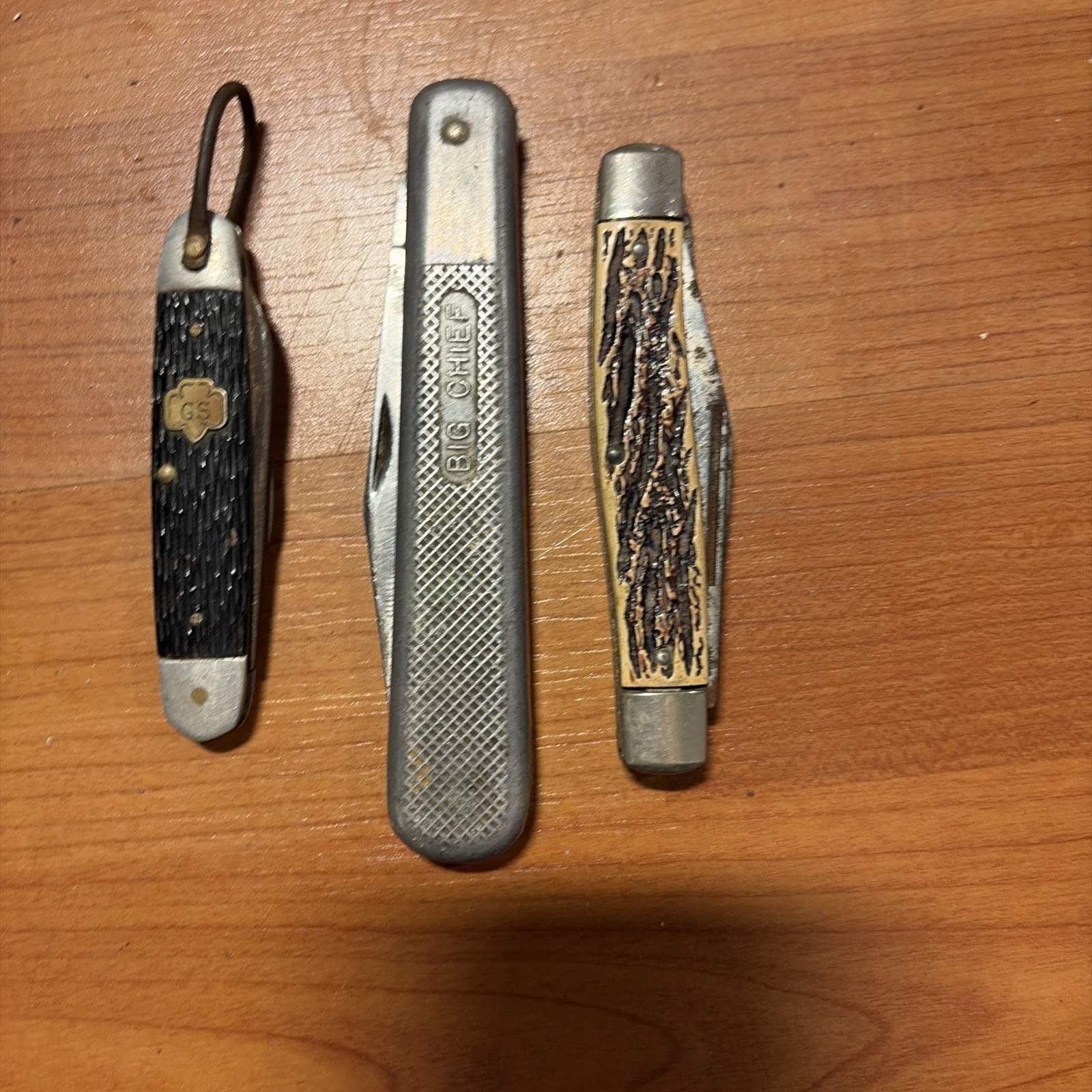Vintage Pocket Knife Lot of 3 Big Chief GS Stag Style Folding Knives