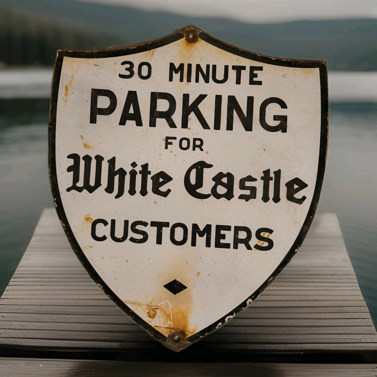 Vintage White Castle Porcelain Sign Buy Them By Sack Hamburger Krystal 12 Vintage White Castle Porcelain Sign Buy Them By Sack Hamburger Krystal 12