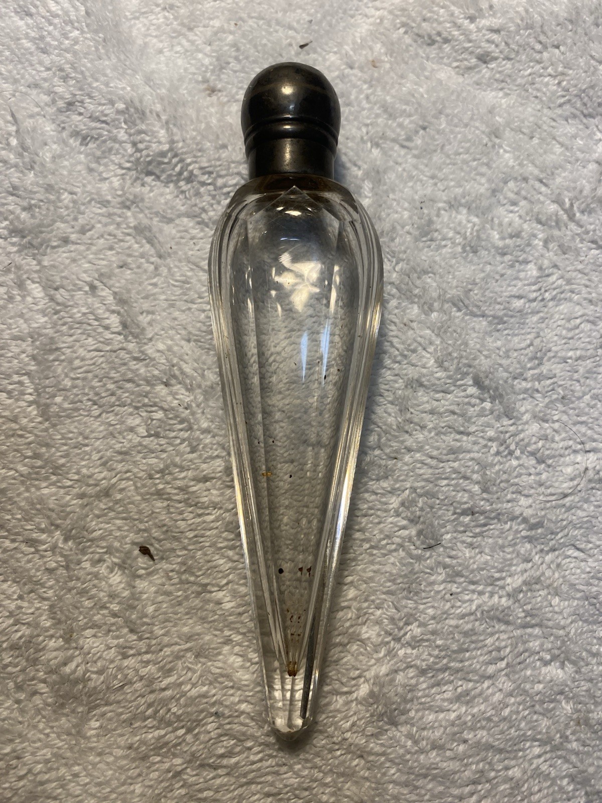 Antique Perfume Bottle Lay down Silver Cap With Makers Marks