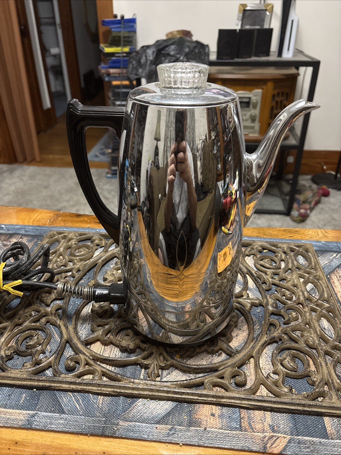 Vintage Universal Coffeematic 4438 Percolator Coffee Pot Maker MCM Chrome Tested Vintage Universal Coffeematic 4438 Percolator Coffee Pot Maker MCM Chrome Tested