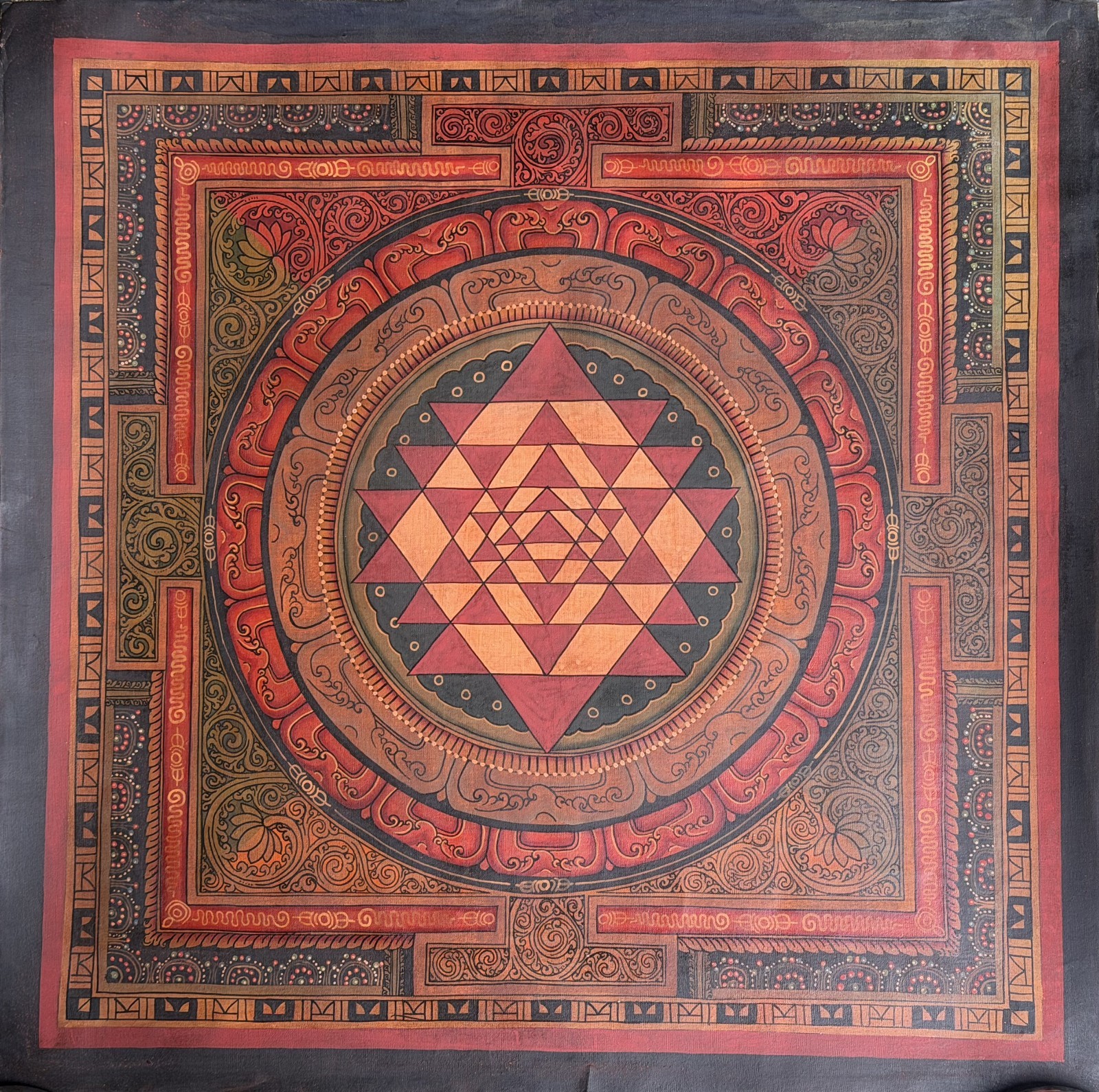 SRI YANTRA SHRI CHAKRA OIL VARNISHED HAND-PAINTED THANGKA SACRED GEOMETRY ART