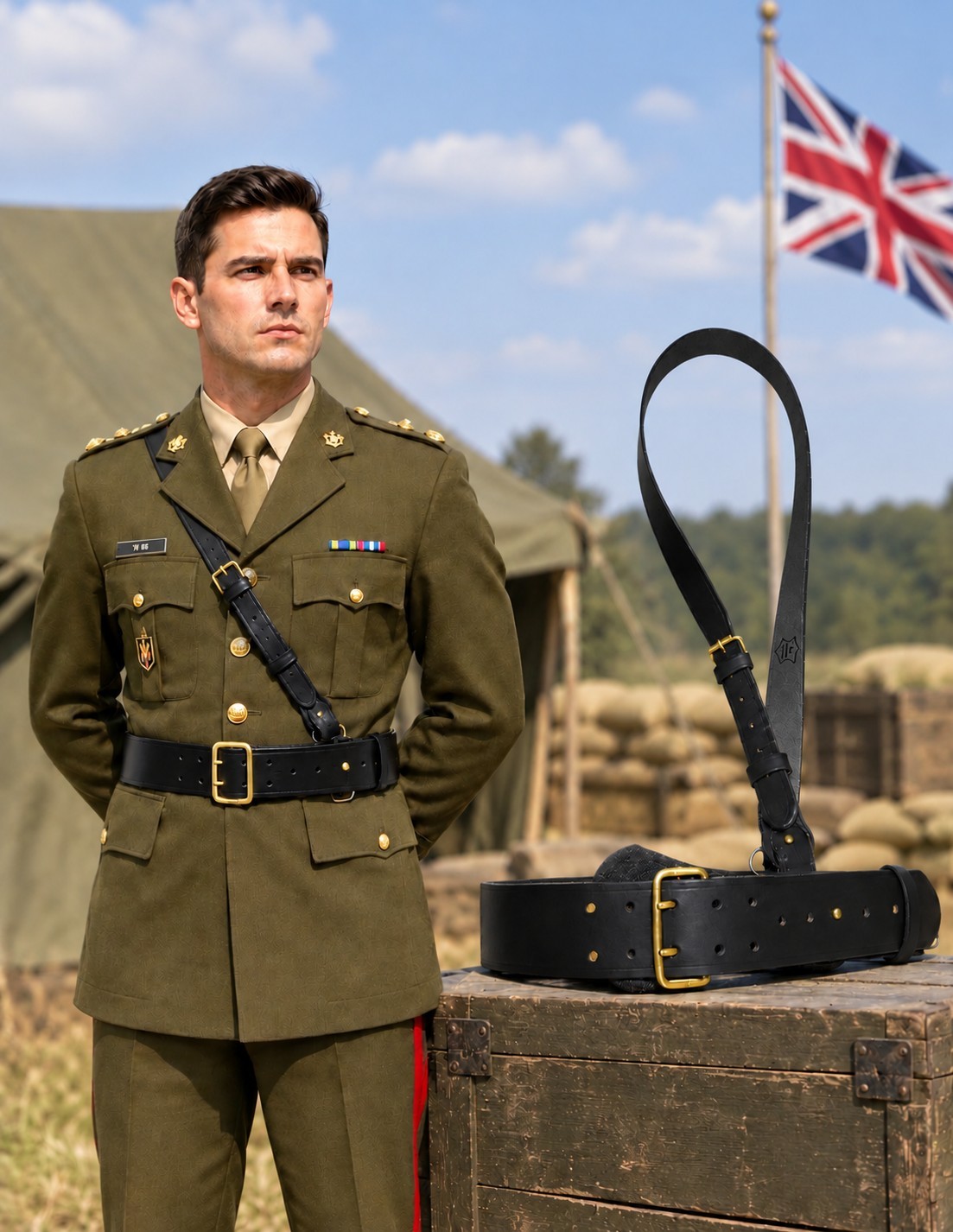SAM BROWN BELT BRITISH MILITARY ARMY LEATHER WITH CROSSOVER SHOULDER STRAP SAM BROWN BELT BRITISH MILITARY ARMY LEATHER WITH CROSSOVER SHOULDER STRAP
