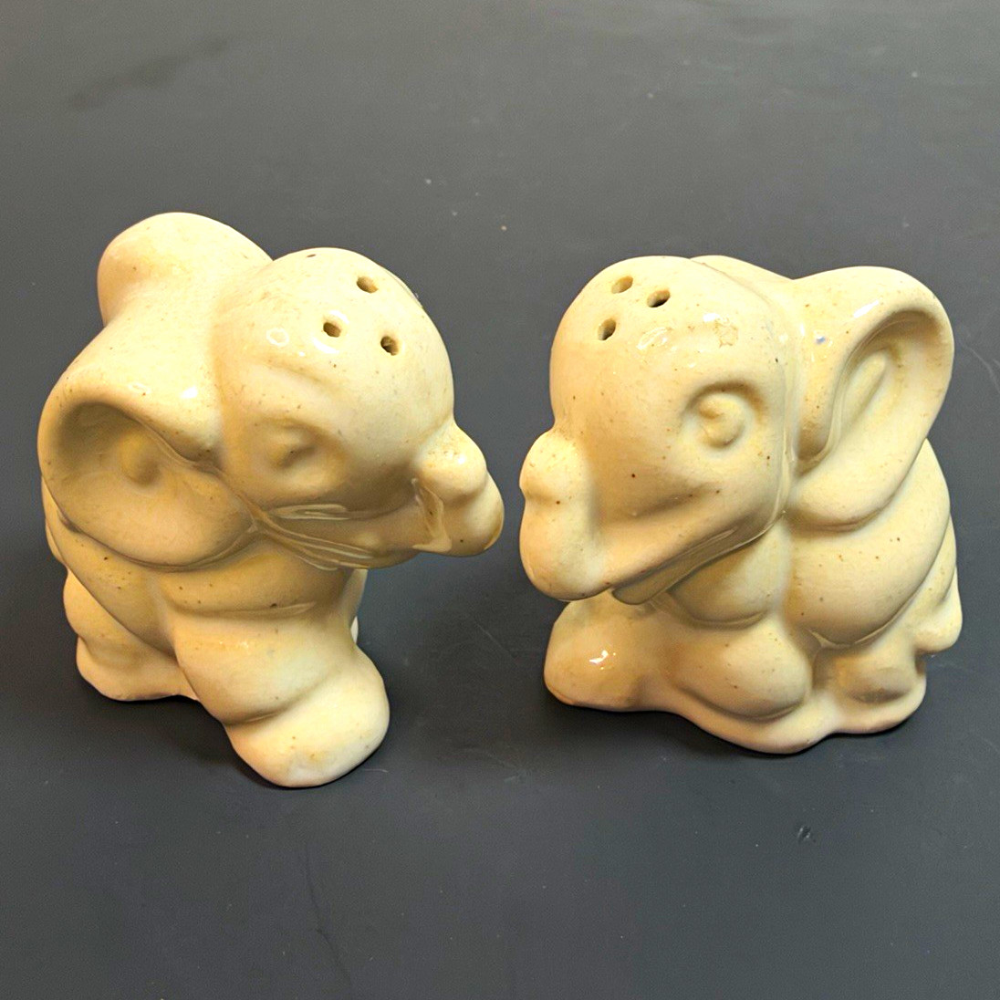 Vintage 40s Rosemeade North Dakota Pottery Elephant Salt & Pepper Shakers