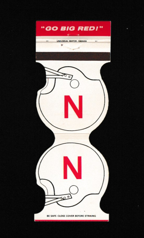 NEBRASKA CORNHUSKERS Football Helmet 1985 Schedule Matchbook Cover NEBRASKA CORNHUSKERS Football Helmet 1985 Schedule Matchbook Cover
