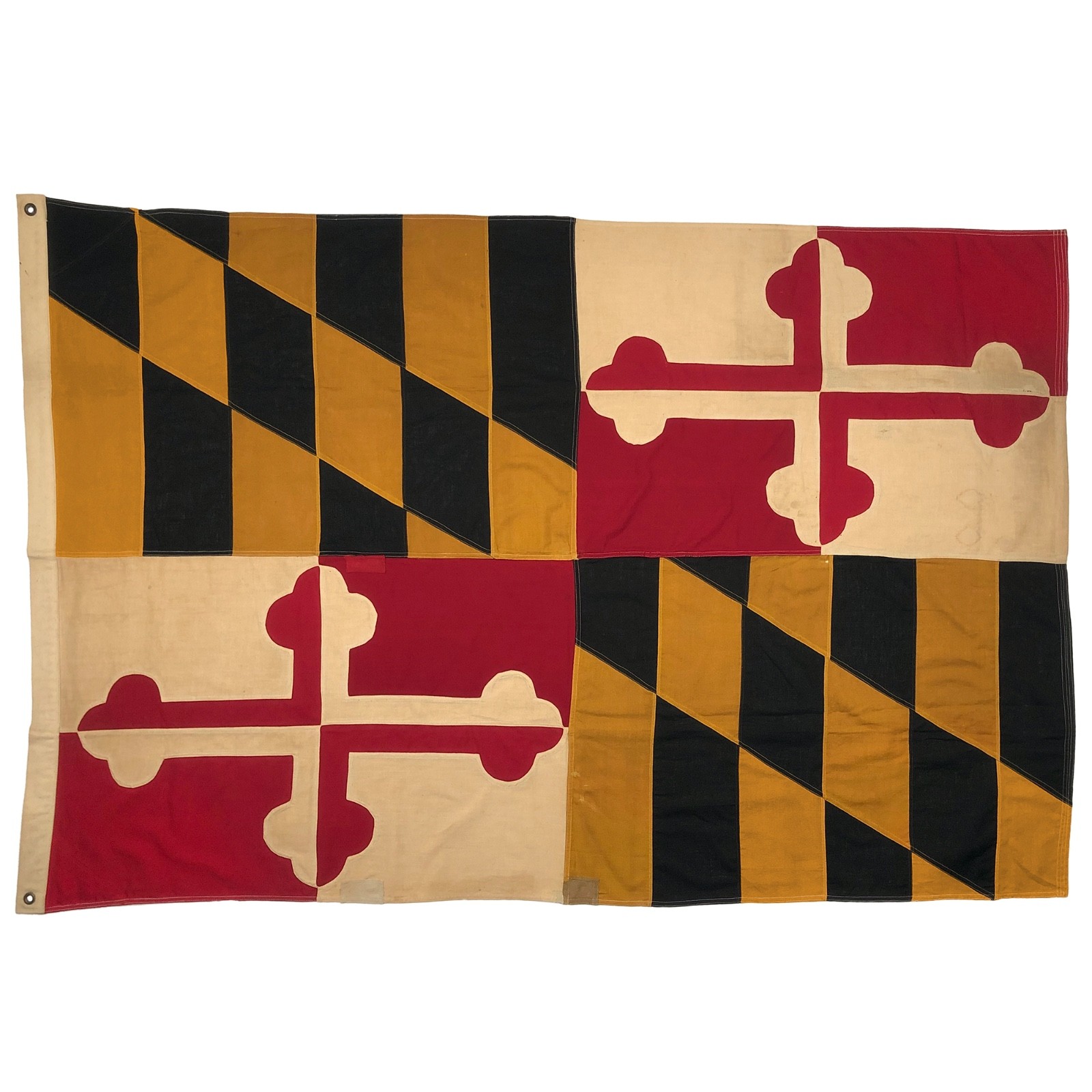Large Vintage Sewn Cotton Maryland State Flag Cloth Old Art Textile American USA