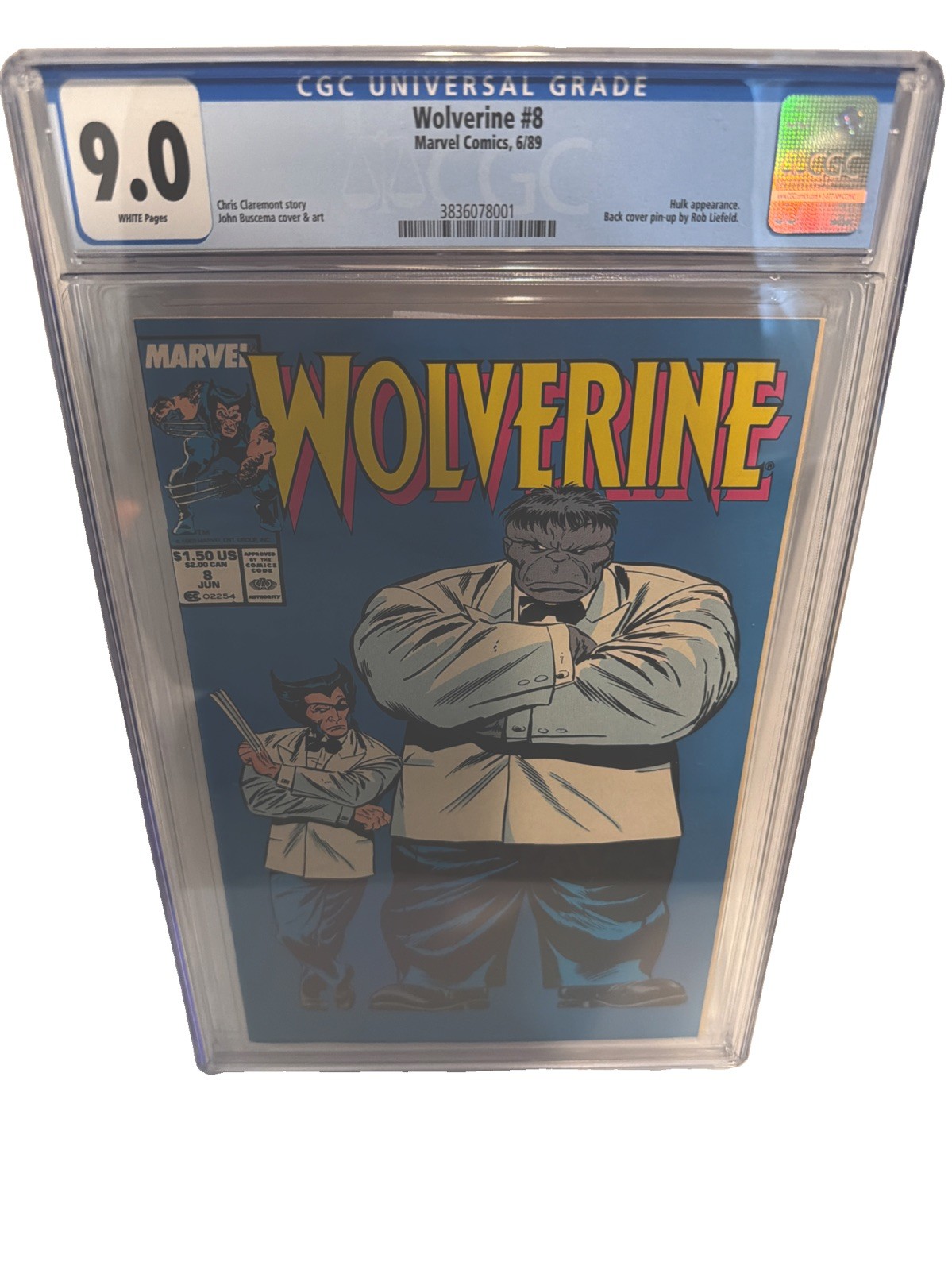 Wolverine #8 CGC Graded 9.0 (1989) John Buscema Hulk Appearance Cover Marvel Wolverine #8 CGC Graded 9.0 (1989) John Buscema Hulk Appearance Cover Marvel