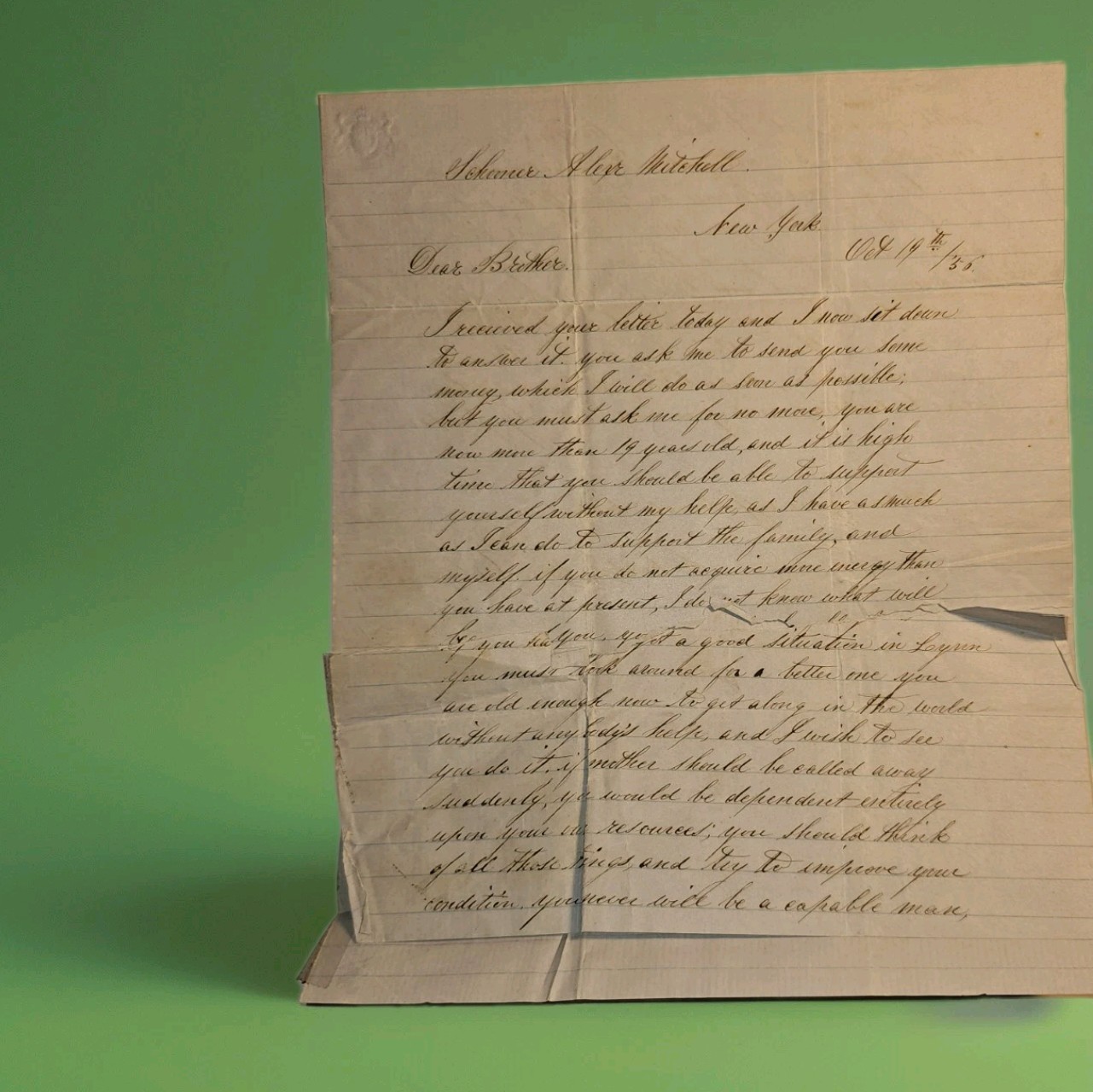 1856 Schooner Alex Mitchell Slave Trade Era Letter Monrovia Liberia New York ALS
