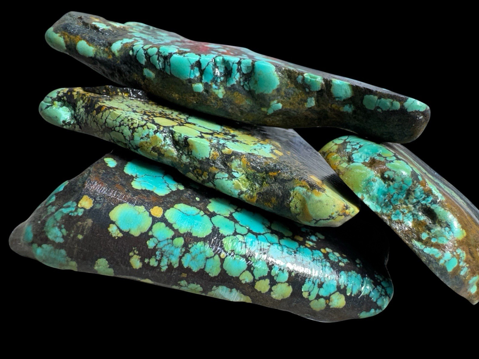 Stabilized Hubei turquoise. Poly Chrome spiderwebs 530 Grams Stabilized Hubei turquoise. Poly Chrome spiderwebs 530 Grams
