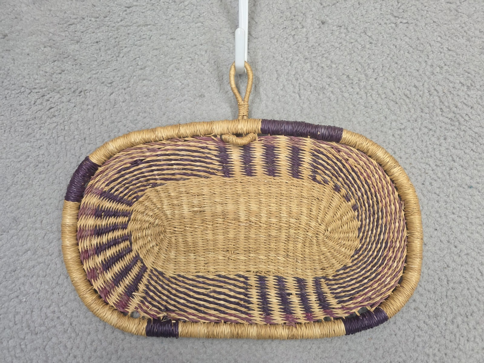 Native American Style Flat Woven Basket Tray Wall Hanging Oval