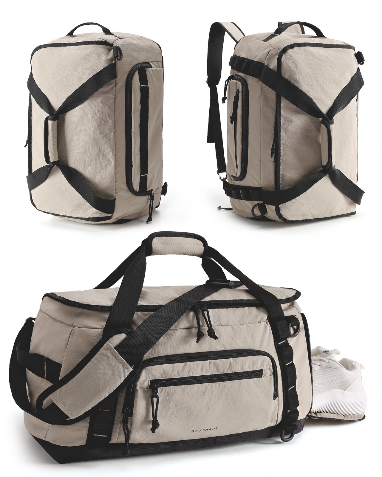BAGSMART 4-in-1 Gym Bag Duffle Backpack 22L/30L/38L Water Bottle Holder Shoe BAGSMART 4-in-1 Gym Bag Duffle Backpack 22L/30L/38L Water Bottle Holder Shoe