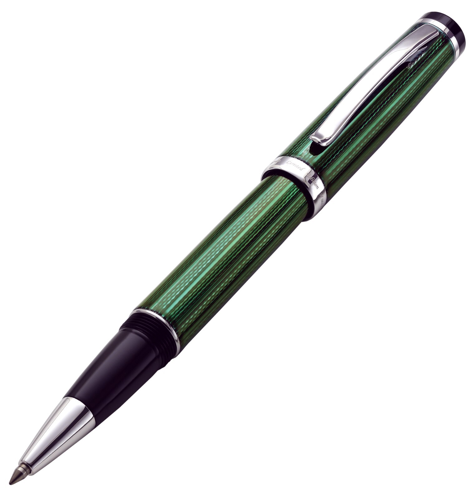 Xezo Incognito Forest Green Rollerball Pen, Fine Tip. Platinum Plated. Handmade