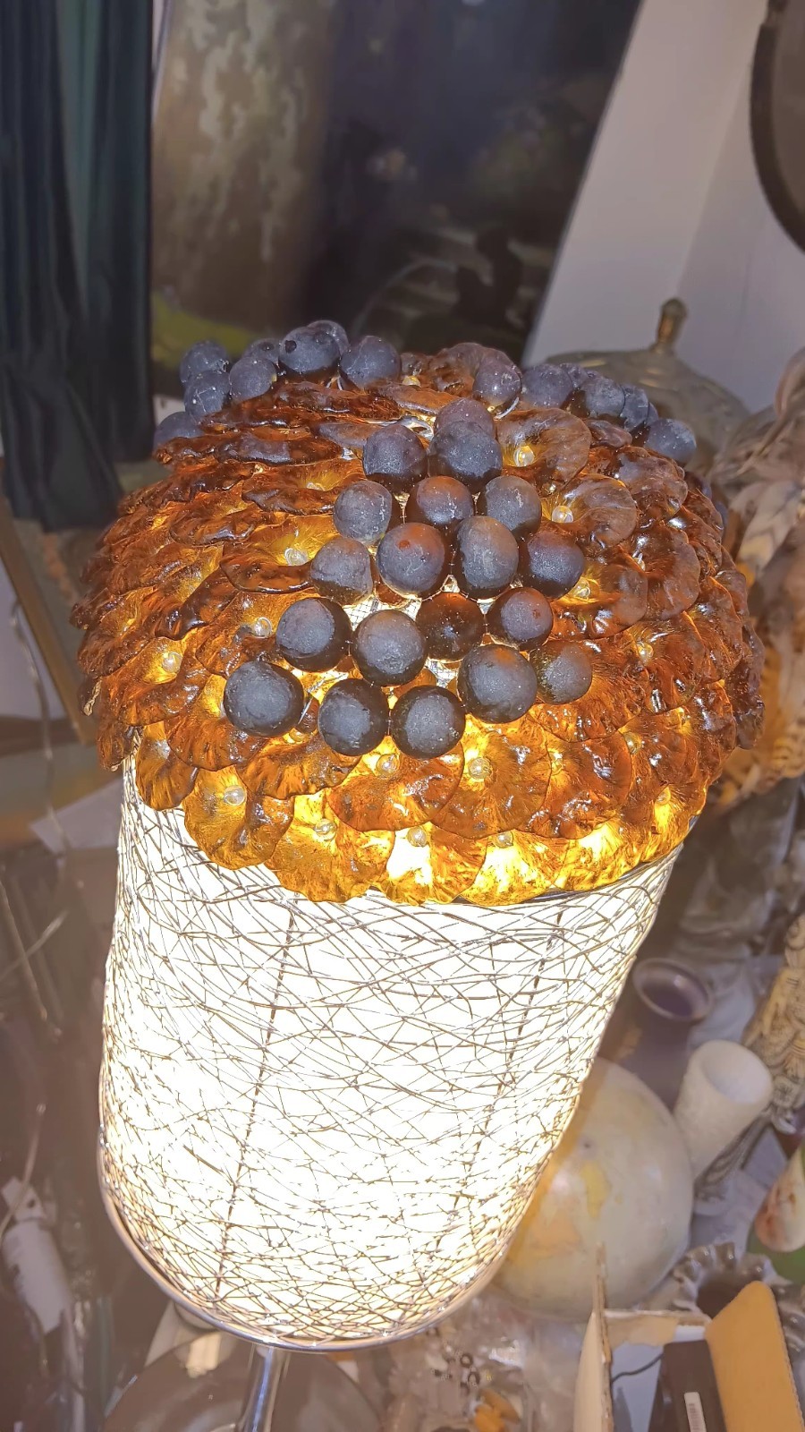 Antique Czechoslovakian Glass Beaded Lamp Shade 2