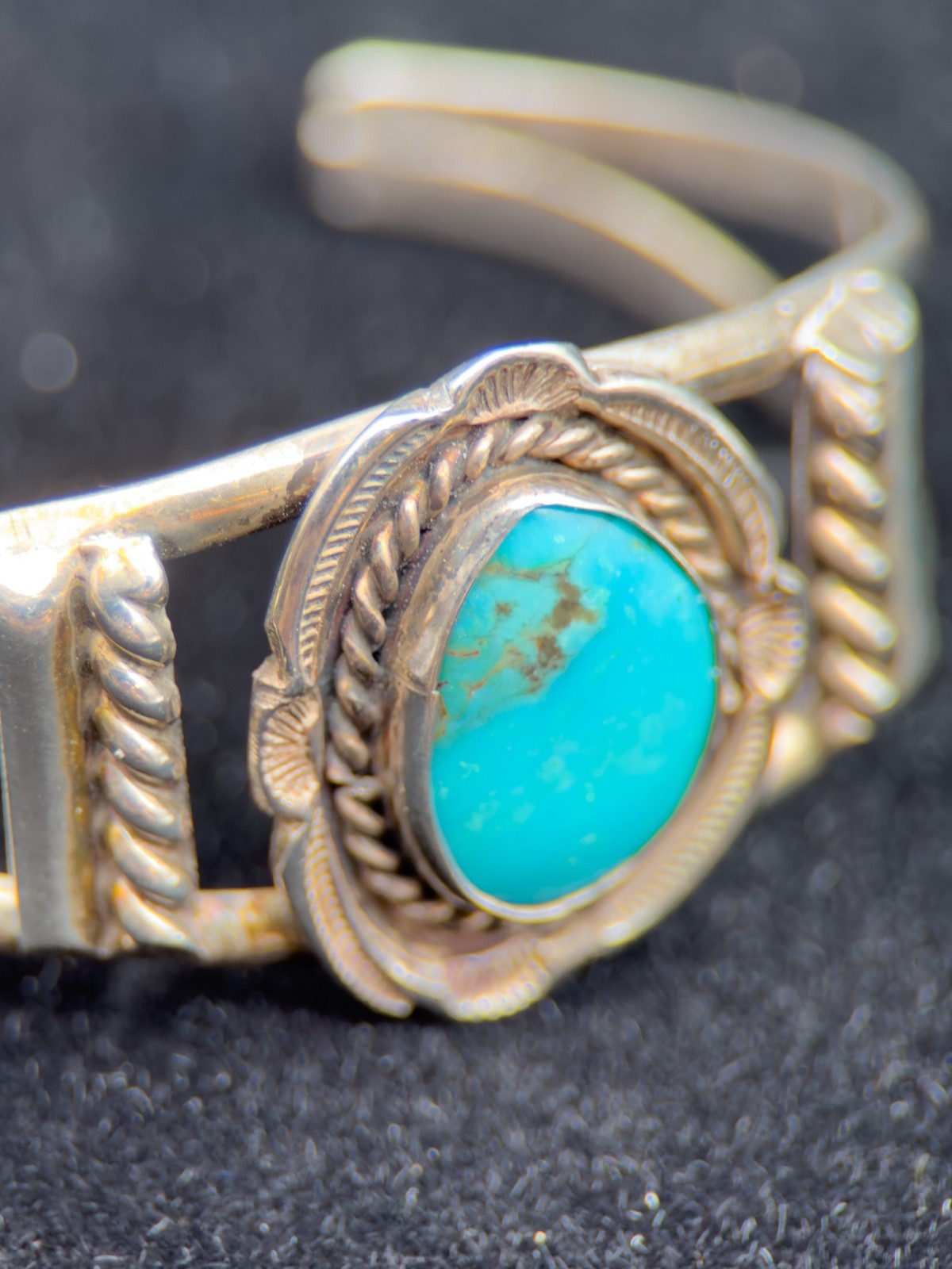 Navajo Cuff Bracelet 925 Silver Turquoise - Women\'s Vintage