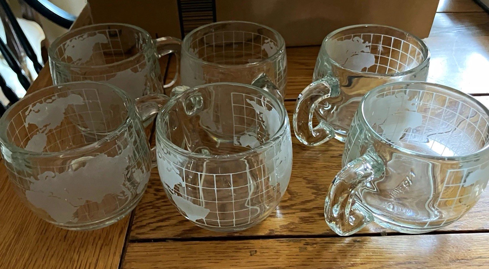 Lot of 6 Vintage Nestle 3” Glass World Coffee/Tea Mugs