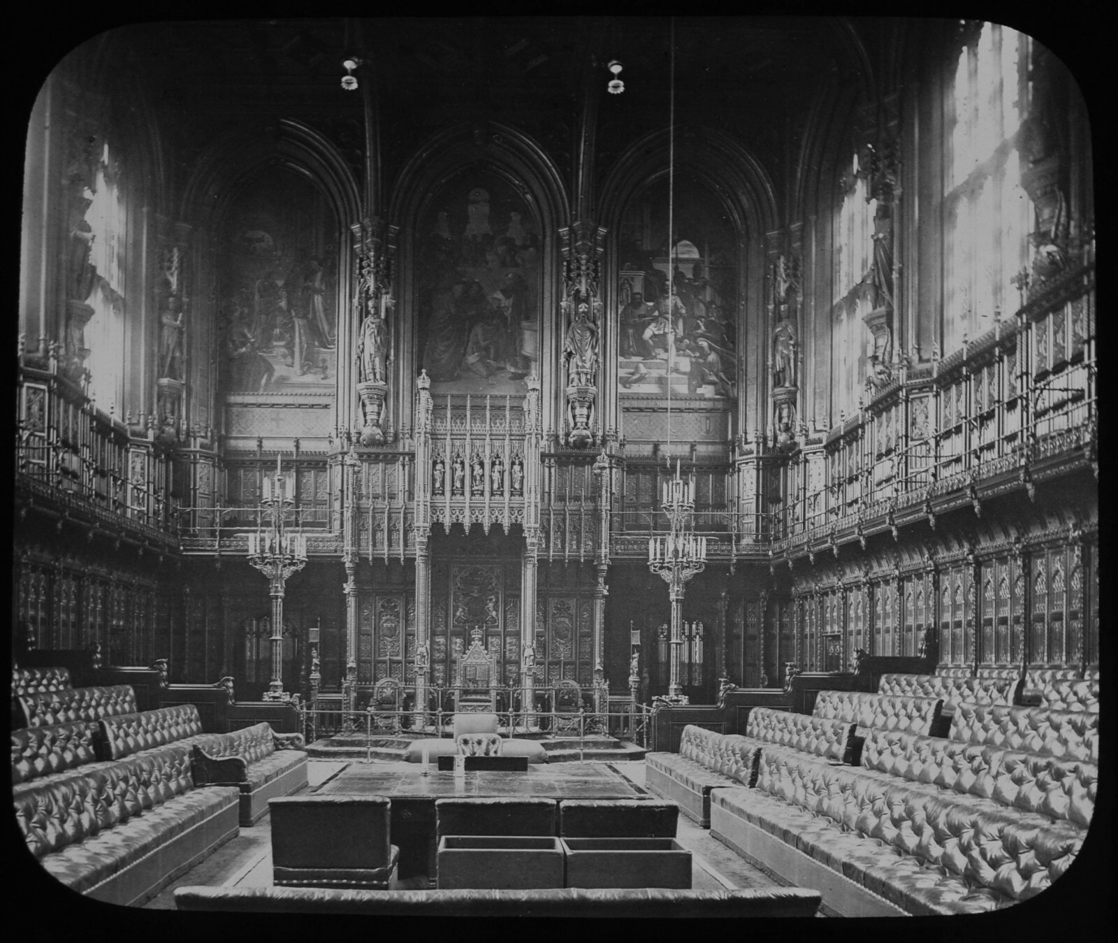 ANTIQUE B&W Magic Lantern Slide HOUSE OF LORDS NO2 LONDON C1890 VICTORIAN PHOTO