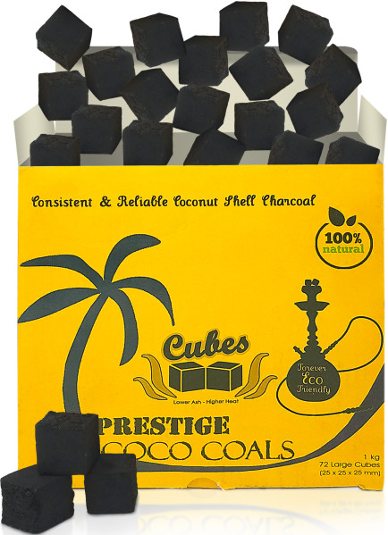 Prestige Coco Coals Cubes 1 kg / 72 pc - Natural Coconut Hookah Charcoal Shisha
