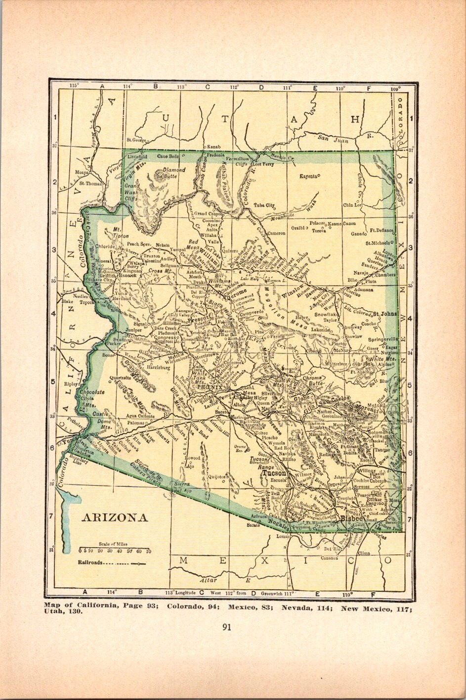 Arizona Arkansas 1927 Atlas Map TK18