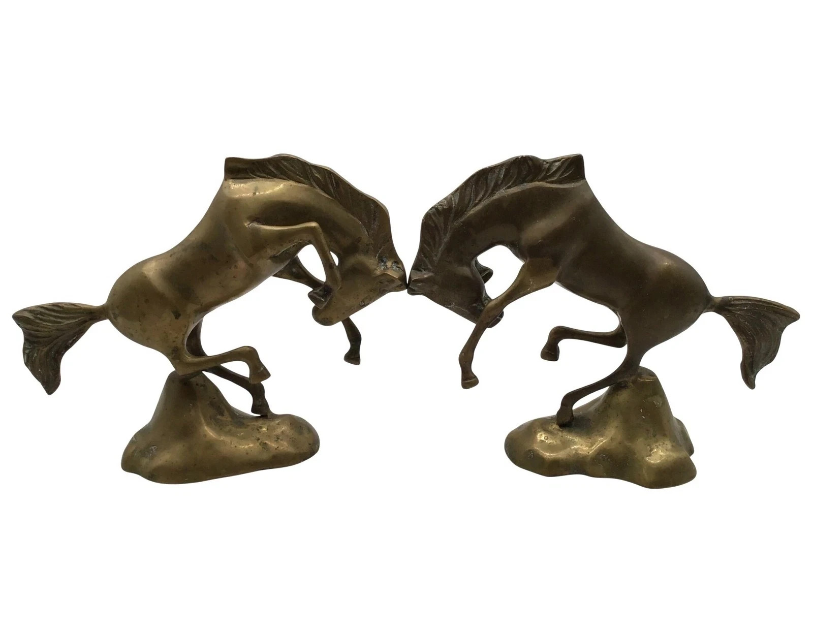 Vintage Brass Rearing Horse Bookends Pair 7\
