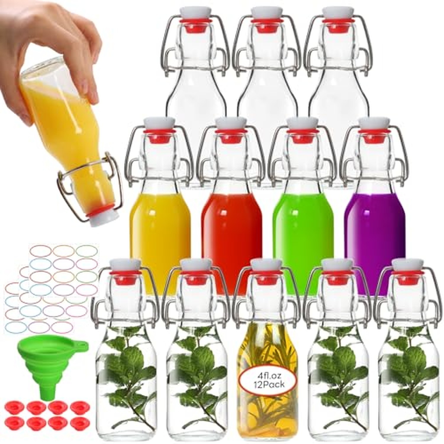 AuroTrends 4oz Swing Top Glass Bottles 12-Pack with Airtight Lids 4fl.oz-12Pack AuroTrends 4oz Swing Top Glass Bottles 12-Pack with Airtight Lids 4fl.oz-12Pack