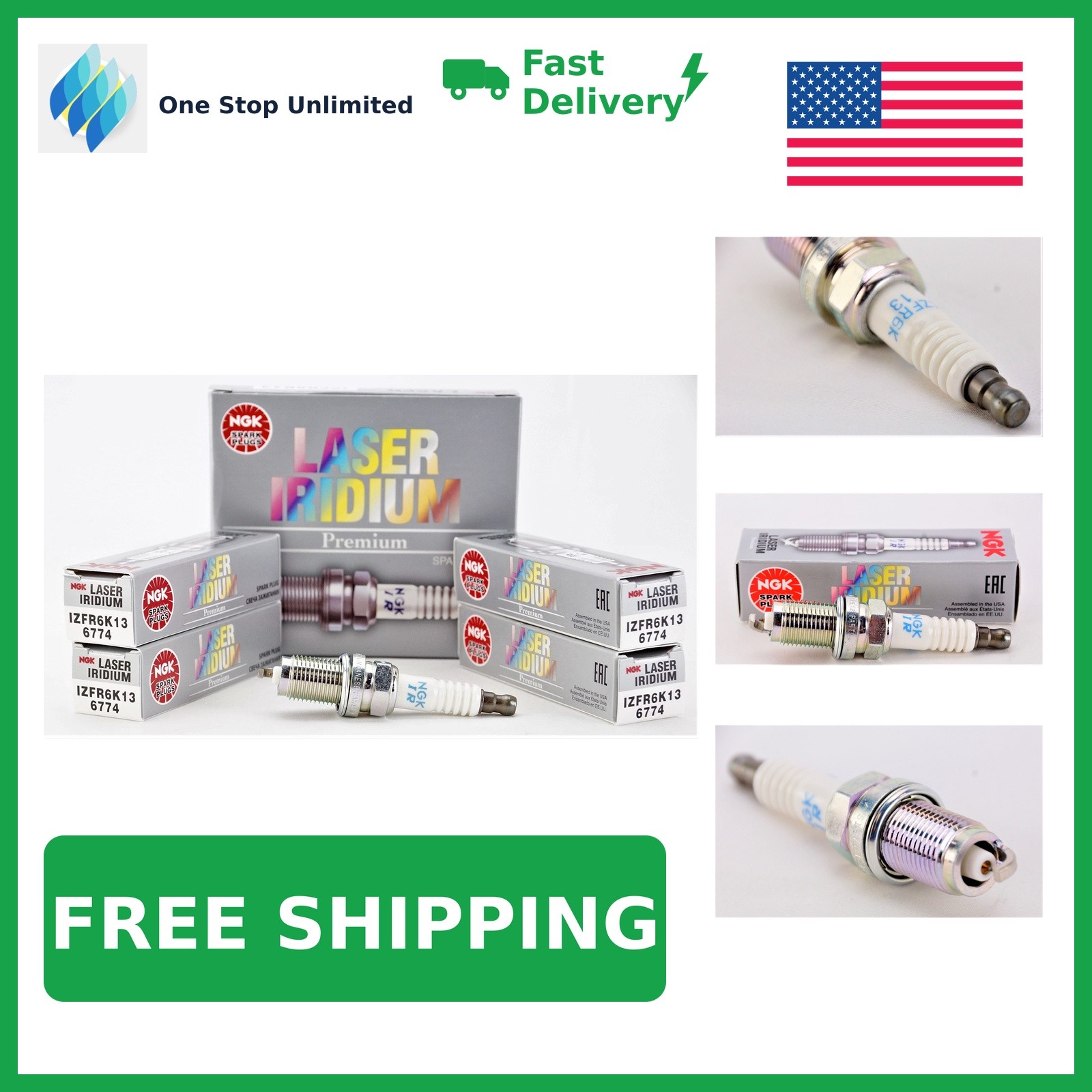 NGK Laser Iridium Spark Plugs, 4 Pack