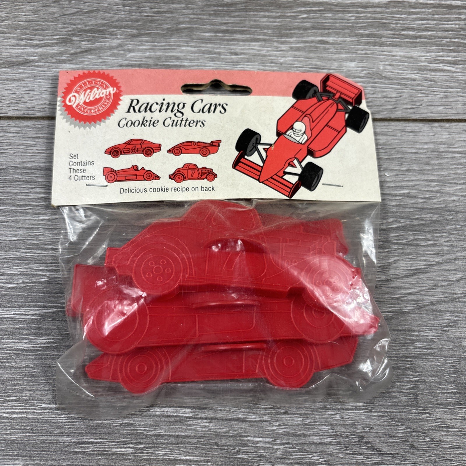 Vintage Wilton RACING CARS Cookie Cutters Red Set of 4 New Old Stock 1991 Vintage Wilton RACING CARS Cookie Cutters Red Set of 4 New Old Stock 1991