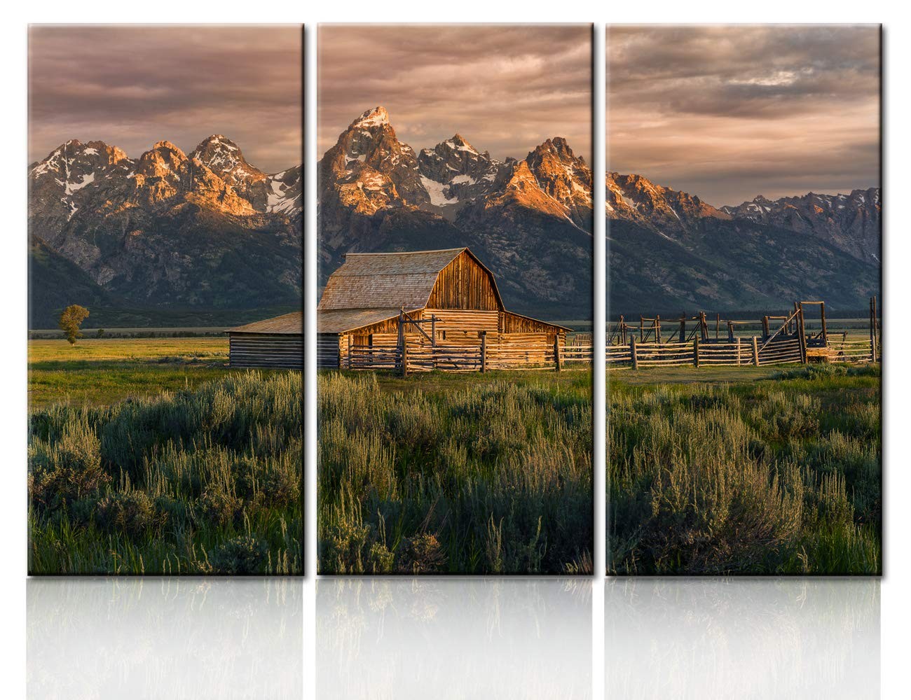 TUMOVO Moulton Barn 3 Panel Canvas Wall Art Native American 40\'\'x60\'\' Wooden TUMOVO Moulton Barn 3 Panel Canvas Wall Art Native American 40\'\'x60\'\' Wooden