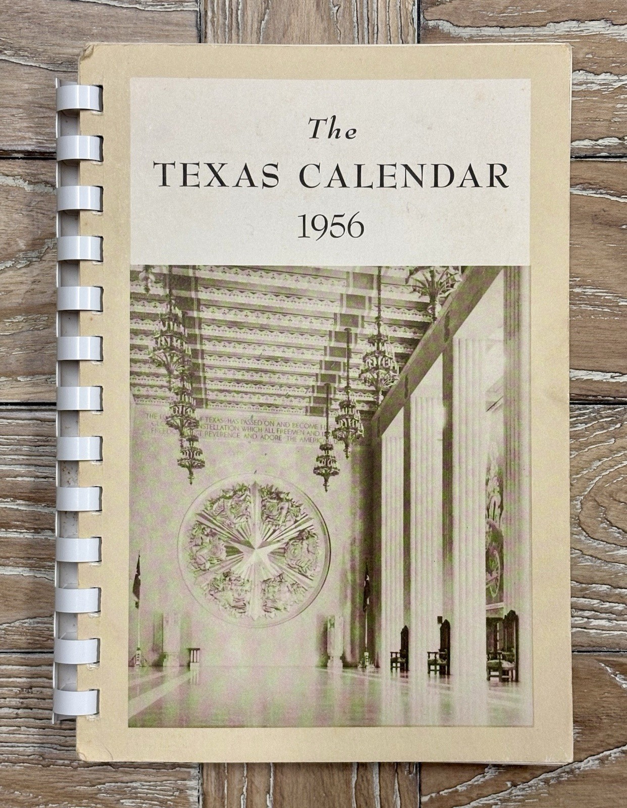 Vintage 1956 Texas Calendar Dallas Fair Park Hall of State Photo Mid Century