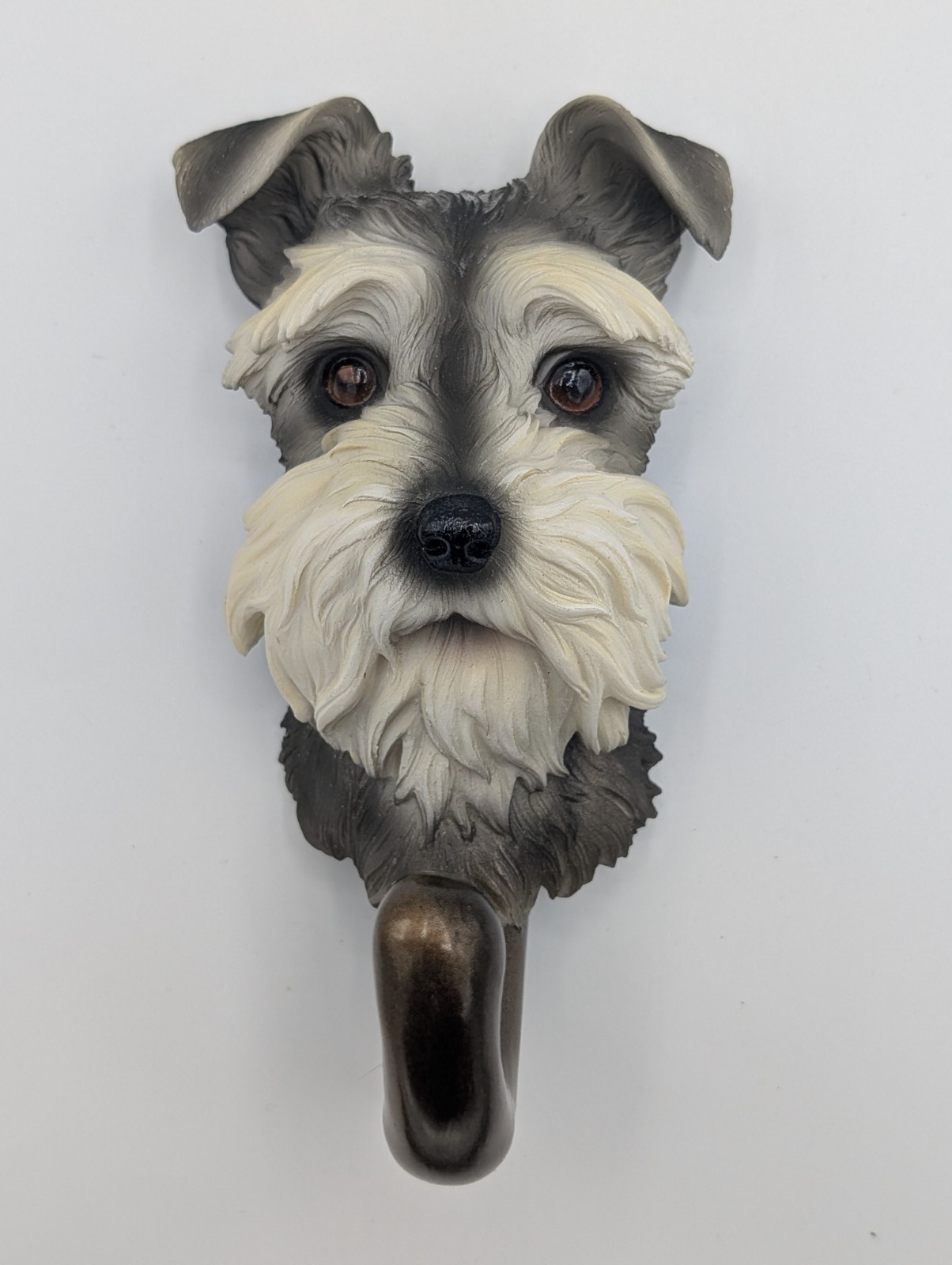 VTG RARE Michael Park Woodcarver Mini Schnauzer Dog Head Bust Wall Leash Hook 5 VTG RARE Michael Park Woodcarver Mini Schnauzer Dog Head Bust Wall Leash Hook 5