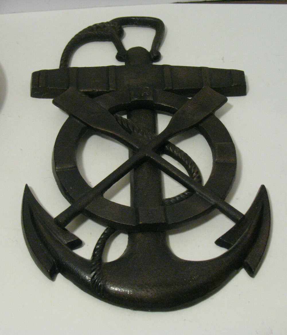Large Black Vintage Anchor Cast Metal Nautical Plaque Wall Hanging Large Black Vintage Anchor Cast Metal Nautical Plaque Wall Hanging