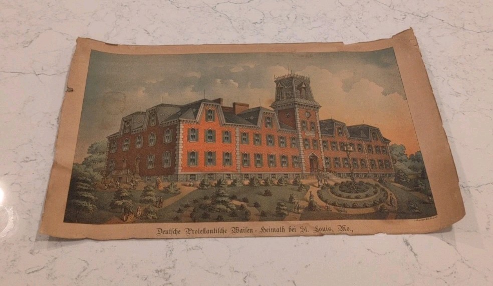 ANTIQUE A. GAST & CO ST LOUIS GERMAN PROTESTANT ORPHANAGE HOME COLOR LITHOGRAPH ANTIQUE A. GAST & CO ST LOUIS GERMAN PROTESTANT ORPHANAGE HOME COLOR LITHOGRAPH
