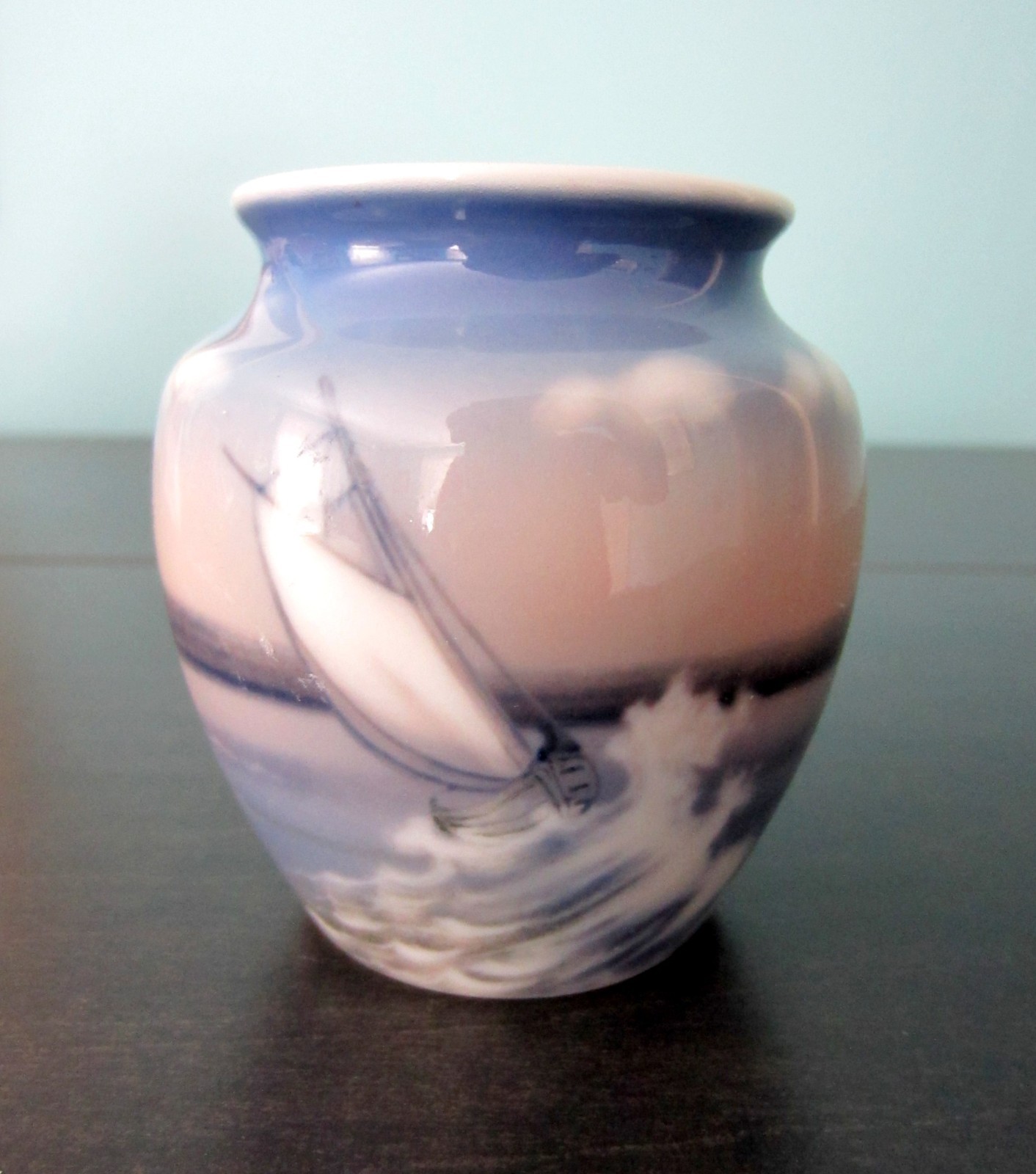 Vintage Dahl Jensen Copenhagen Porcelain Miniature Seascape Sailboat Bud Vase 3 Vintage Dahl Jensen Copenhagen Porcelain Miniature Seascape Sailboat Bud Vase 3